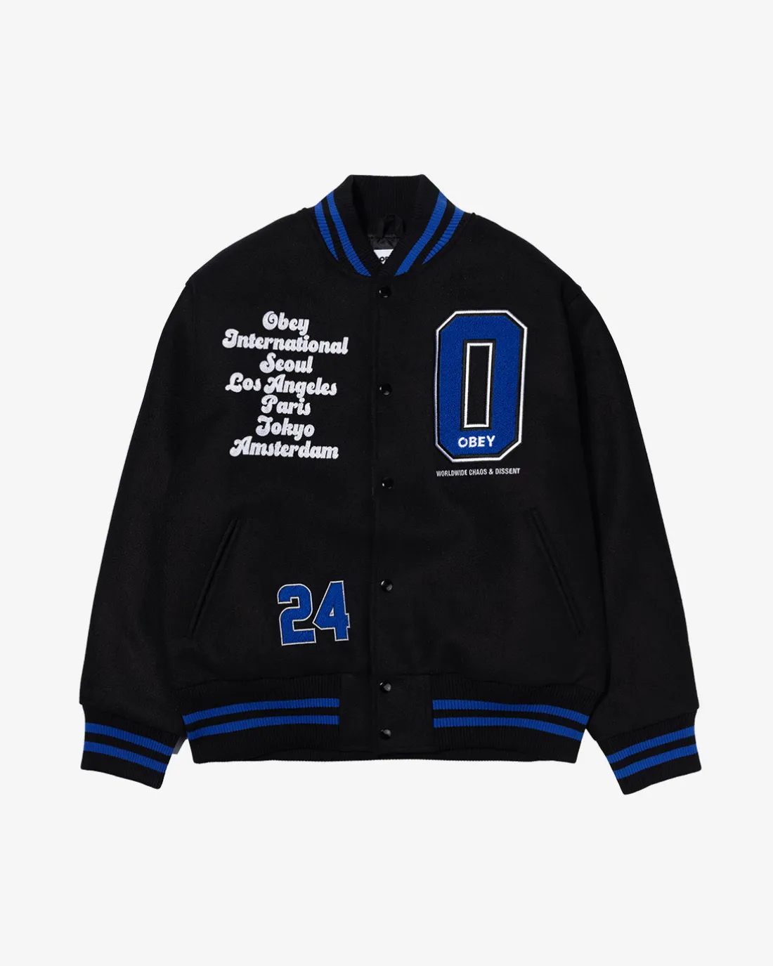 PARIS INTERNATIONAL VARSITY JACKET*OBEY Clothing Outlet