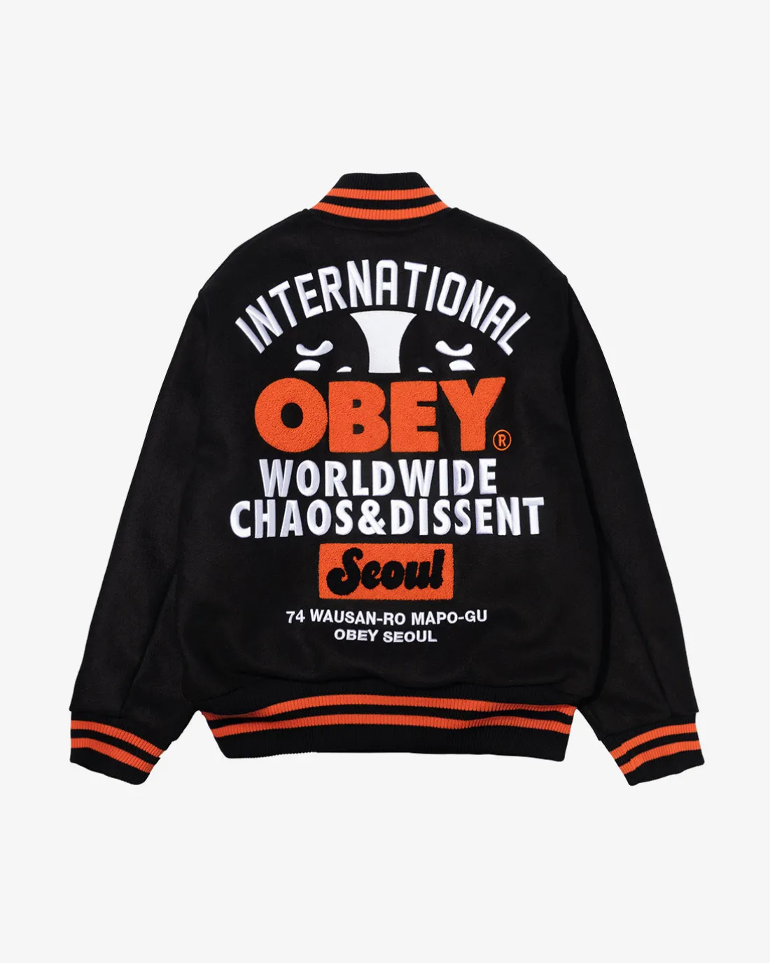 SEOUL INTERNATIONAL VARSITY JACKET*OBEY Clothing Cheap